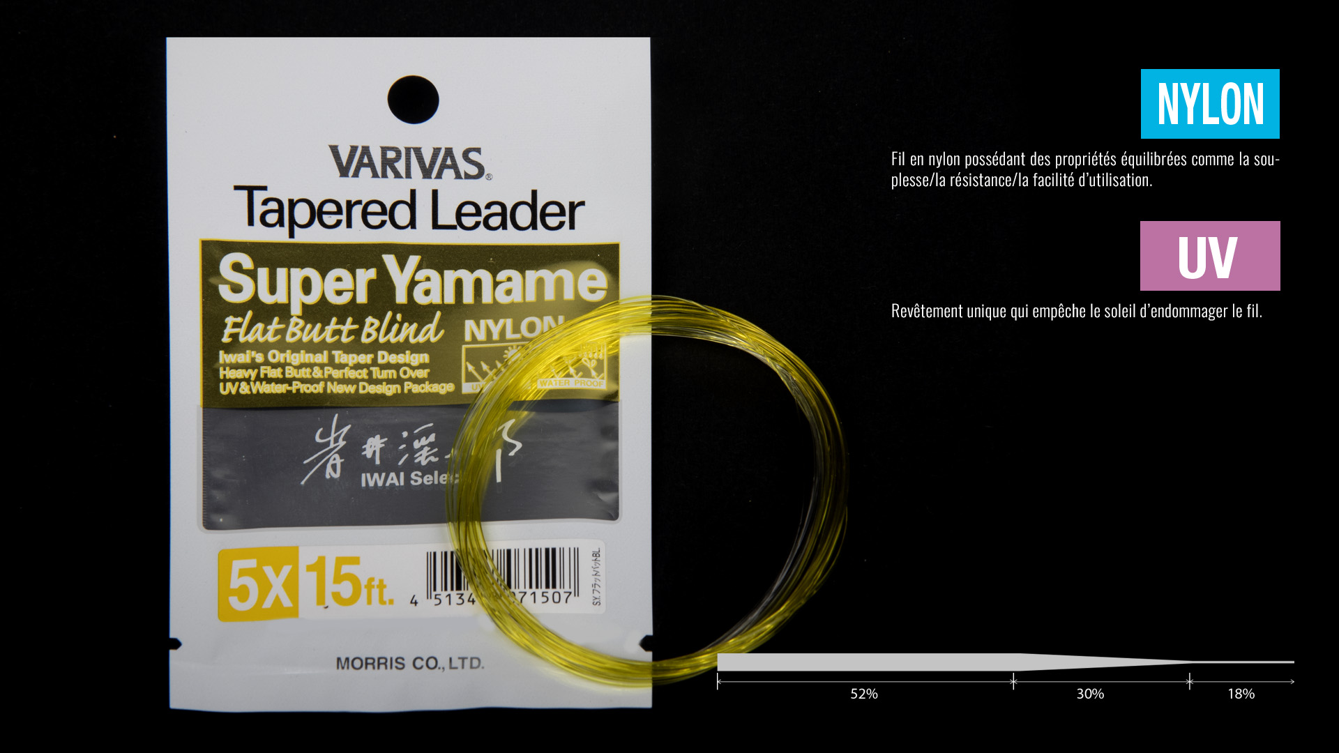 Bas De Ligne Nylon Varivas Shock Leader - 50 M - 25 Lb (0,44 Mm) - Clair