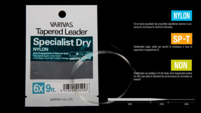 Varivas Bobine détail Fly tapered Leader Specialist dry nylon